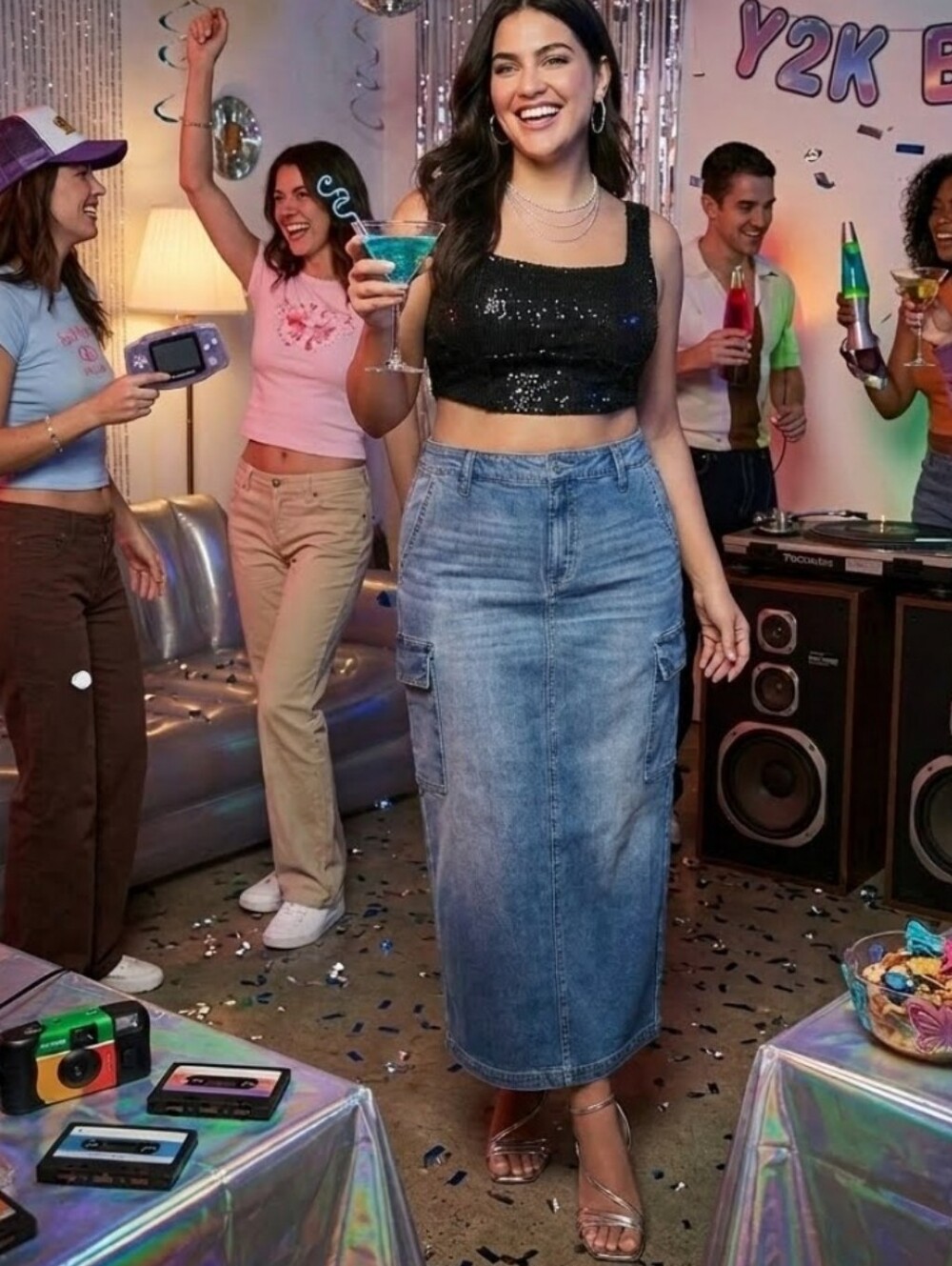 Liverpool Los Angeles Bellow Maxi Denim Cargo  Skirt Size 8